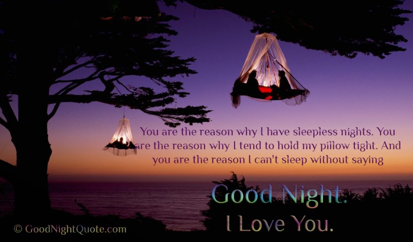 Good Night Romantic Quote with Cute Couple