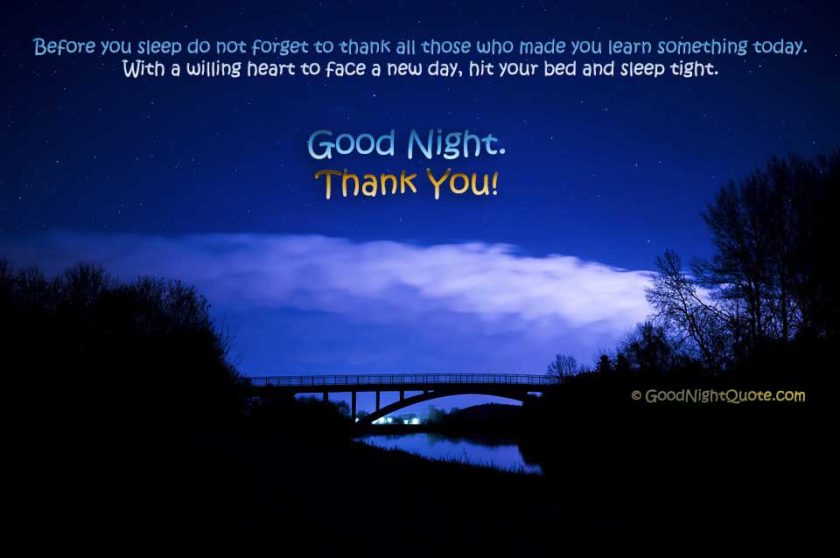 Good Night With Thank You Message